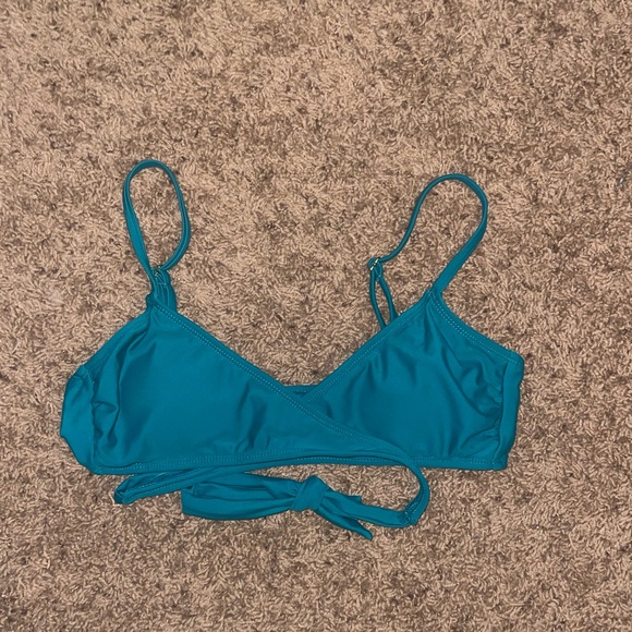 NWOT Xhiliration teal wrap bikini top - Picture 3 of 6
